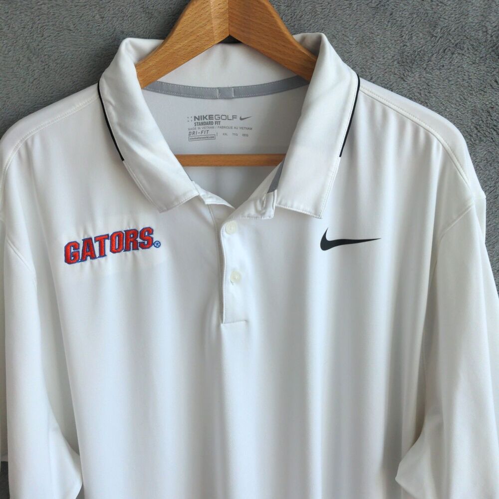 Florida Gators UF Nike Golf Dri-Fit Polo Shirt Men's XXL White Short Sleeve